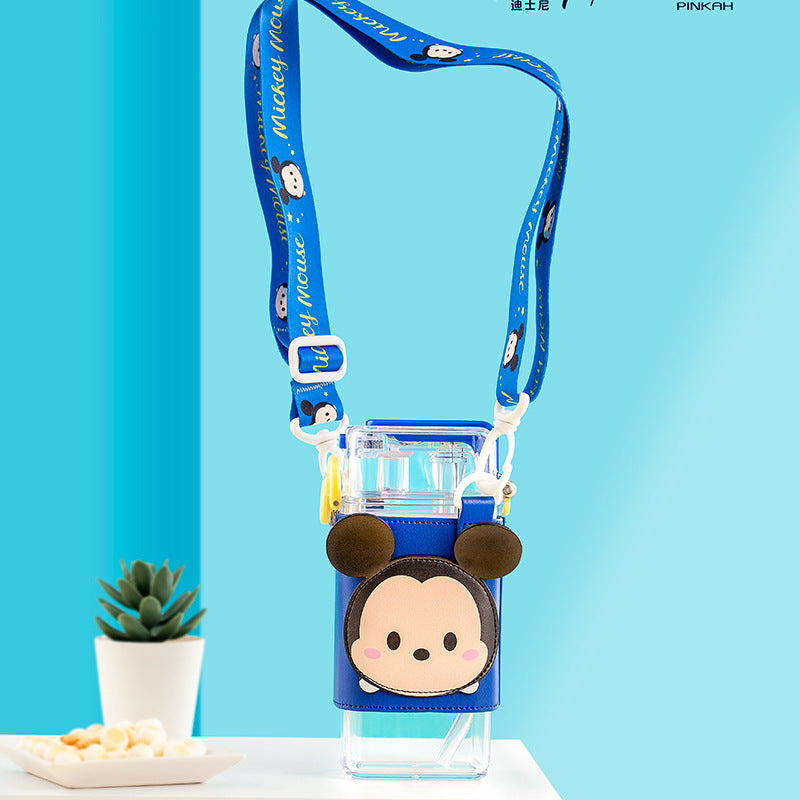 Kawaii Water Bottle Cute Kids Water Bottle With Straw Portable Adjustable Shoulder Strap Water Bottle