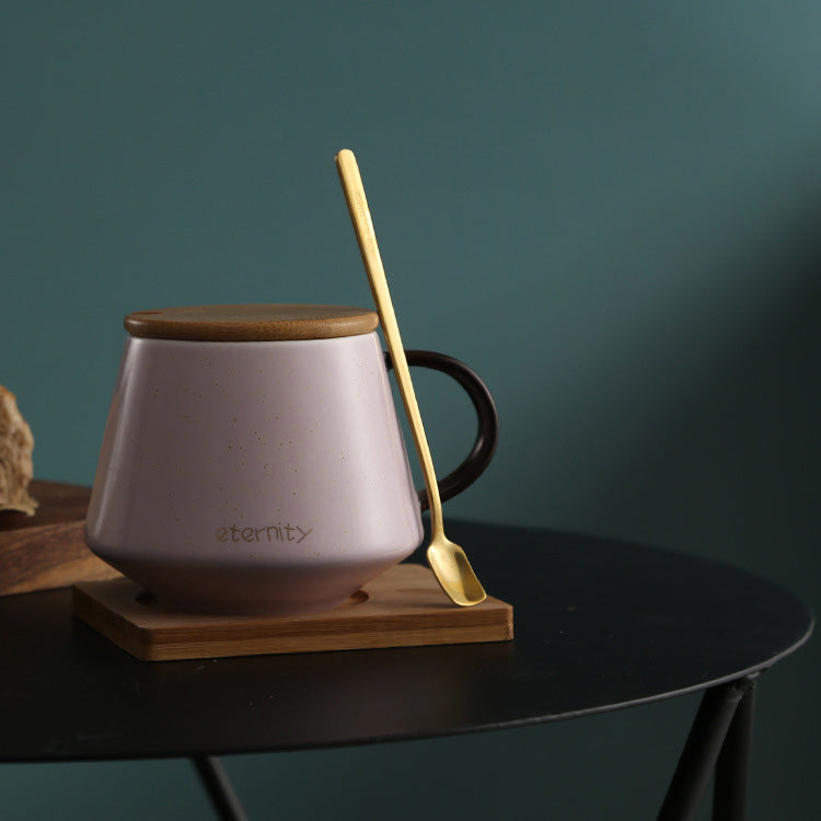 Simple Mug Ceramic Mug With Lid And Spoon