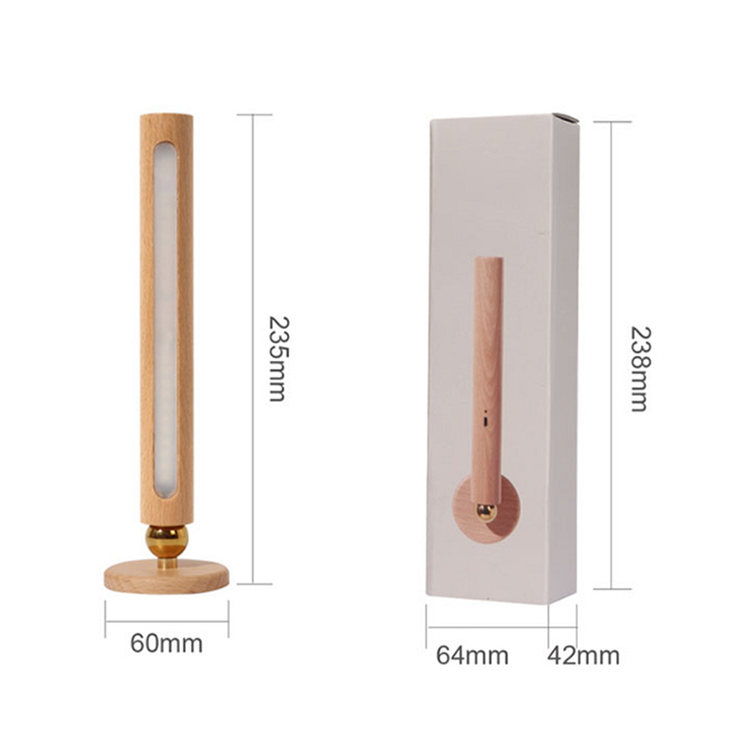 360° Rotatable Wooden LED Wall Lamp - Magnetic Detachable & Stepless Dimming Rechargeable Wall Light