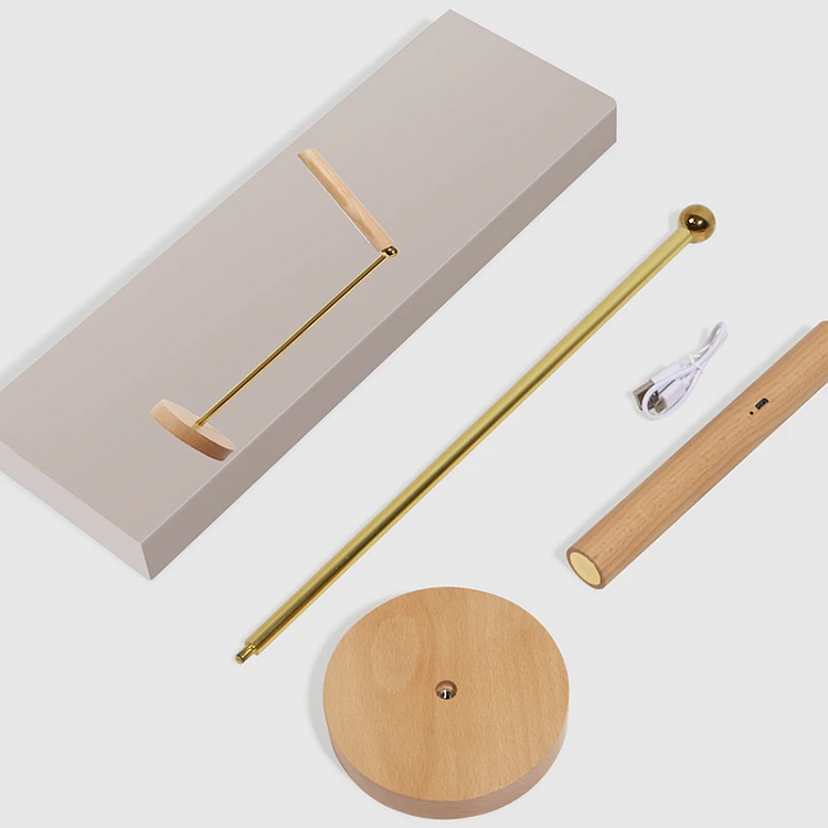 Multi-purpose Wooden Desk Lamp - 360° Rotatable & Magnetic Detachable Touch Dimming USB Night Light