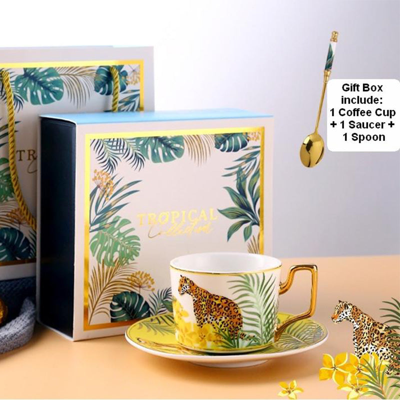 Jungle Animals Porcelain Coffee Cup And Saucer Set
