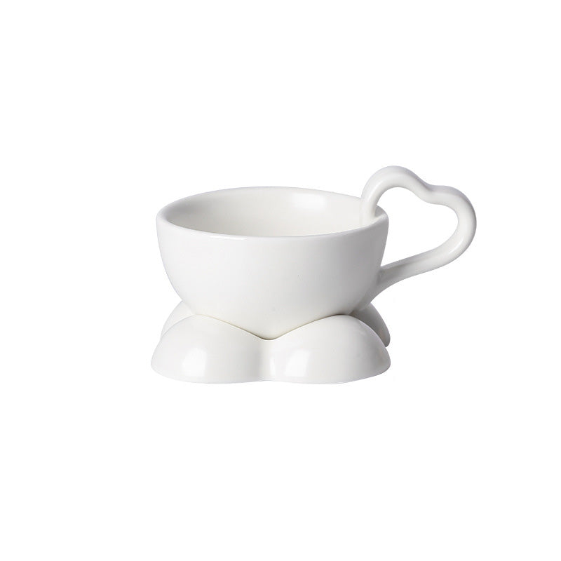 Heart Cup And Saucer Set Cute Ceramic Coffee Cup Breakfast Cup