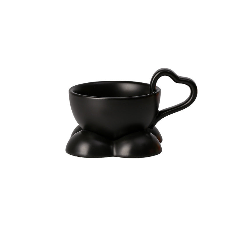 Heart Cup And Saucer Set Cute Ceramic Coffee Cup Breakfast Cup