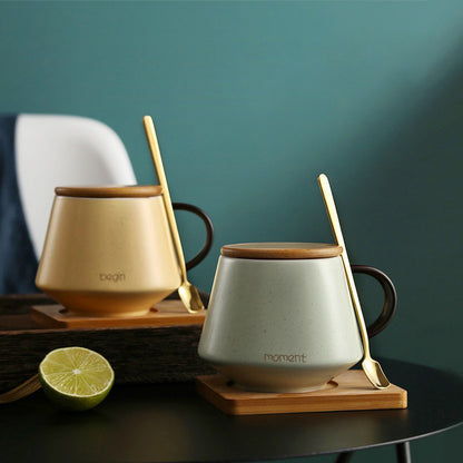 Simple Mug Ceramic Mug With Lid And Spoon