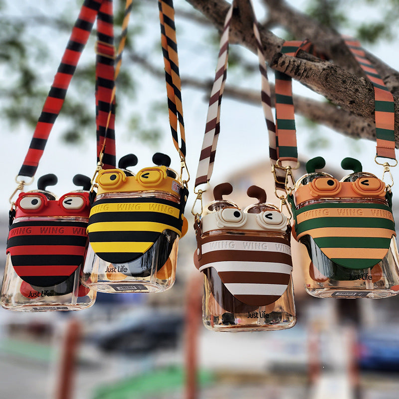 Cute Cartoon Bee Double Drinking Mouth Large Capacity Water Bottle