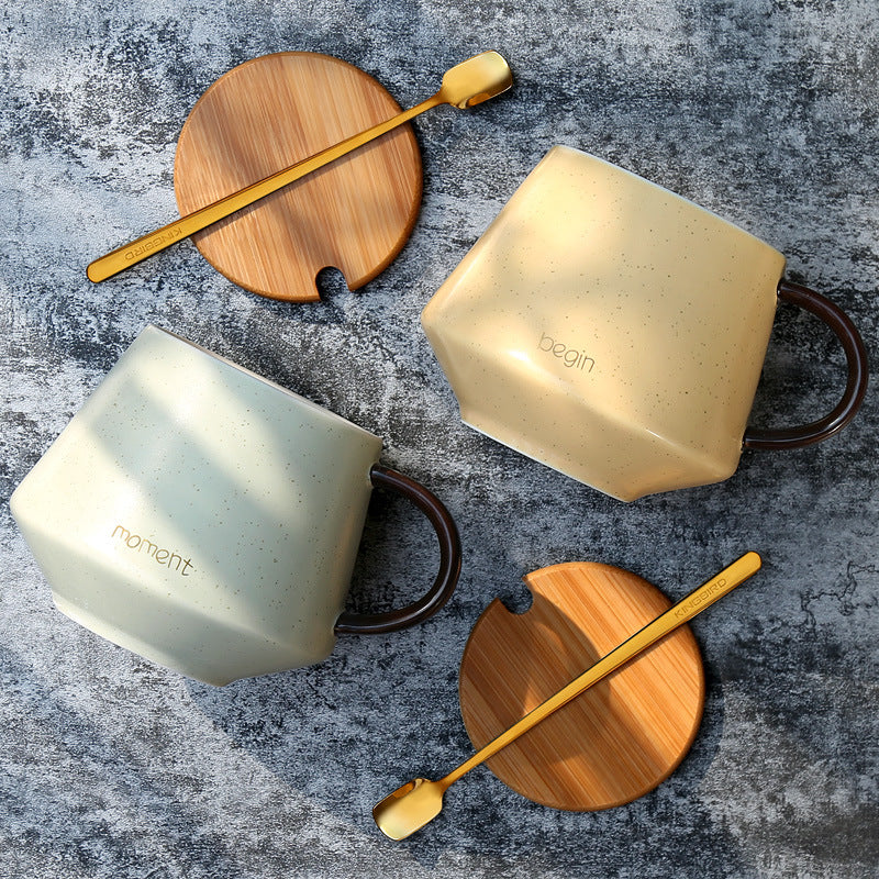 Simple Mug Ceramic Mug With Lid And Spoon