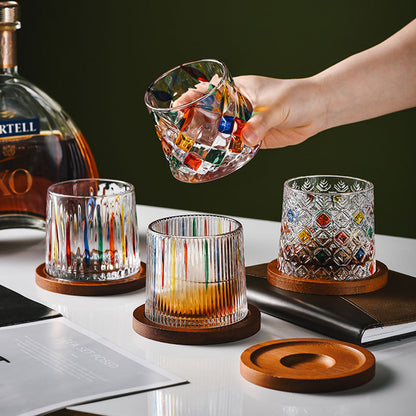 Spinning Old Fashioned Whiskey Glasses