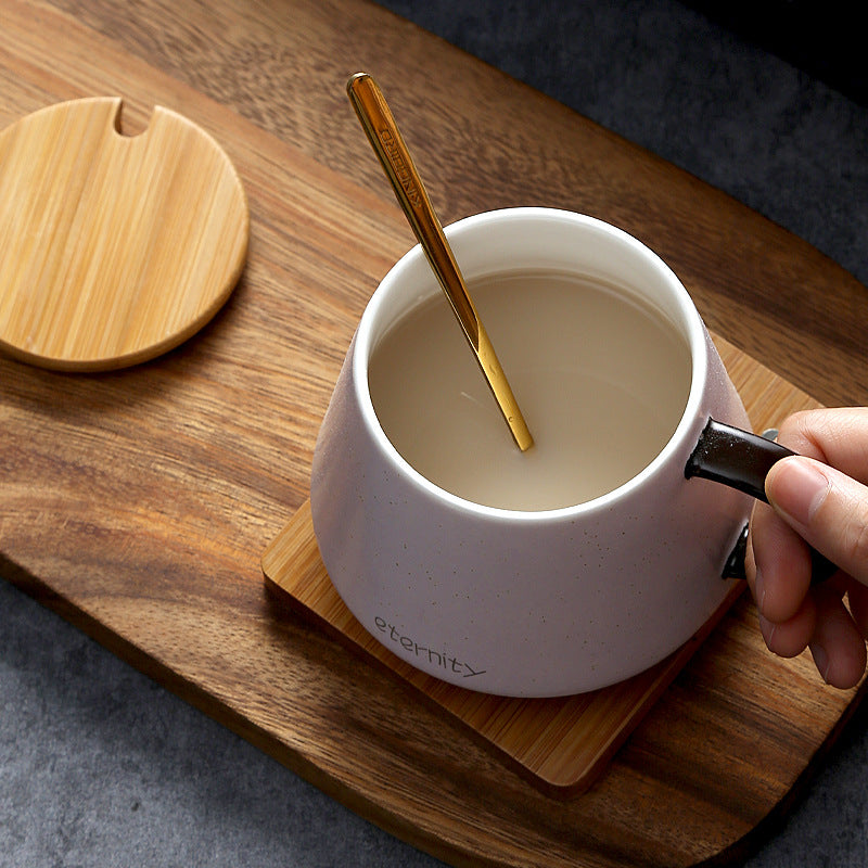 Simple Mug Ceramic Mug With Lid And Spoon