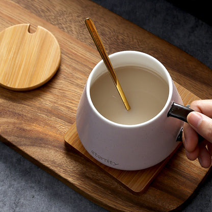 Simple Mug Ceramic Mug With Lid And Spoon