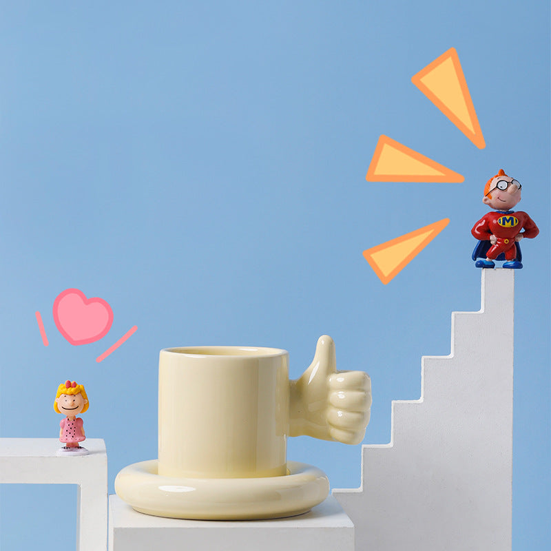 You Doing Great Mug, Thumbs Up Coffee Mug & Saucer