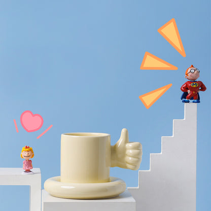 You Doing Great Mug, Thumbs Up Coffee Mug & Saucer