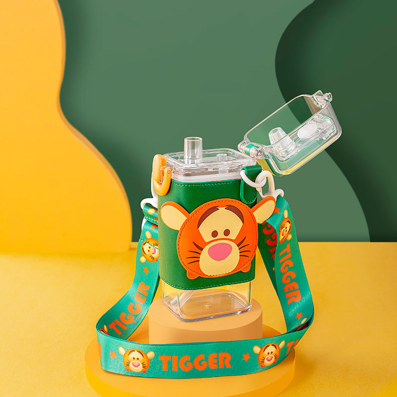 Kawaii Water Bottle Cute Kids Water Bottle With Straw Portable Adjustable Shoulder Strap Water Bottle