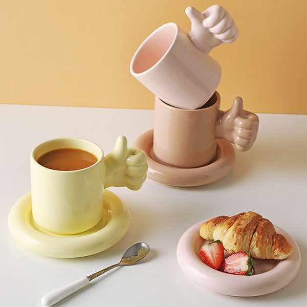 You Doing Great Mug, Thumbs Up Coffee Mug & Saucer