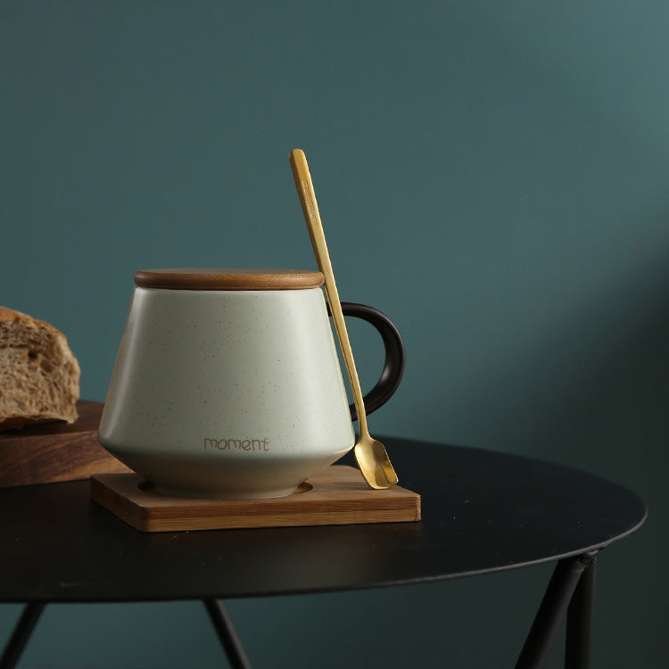 Simple Mug Ceramic Mug With Lid And Spoon