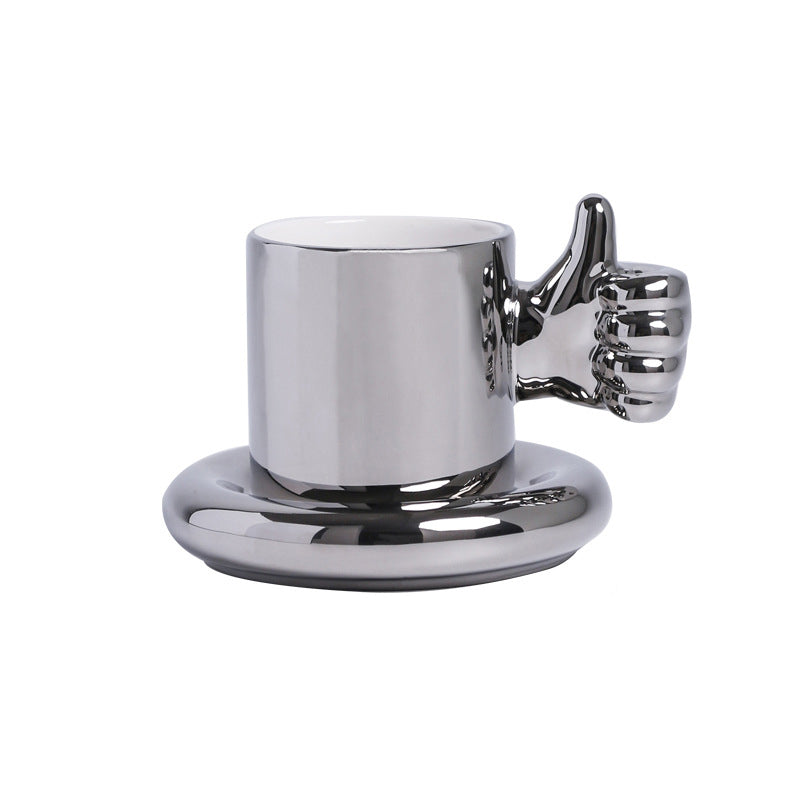 You Doing Great Mug, Thumbs Up Coffee Mug & Saucer