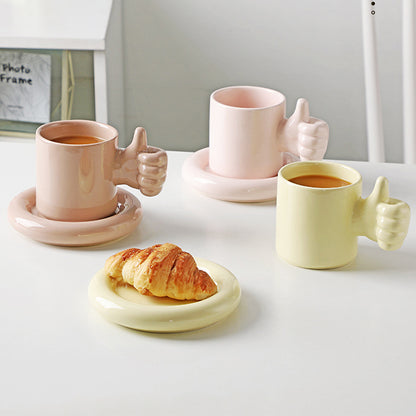 You Doing Great Mug, Thumbs Up Coffee Mug & Saucer