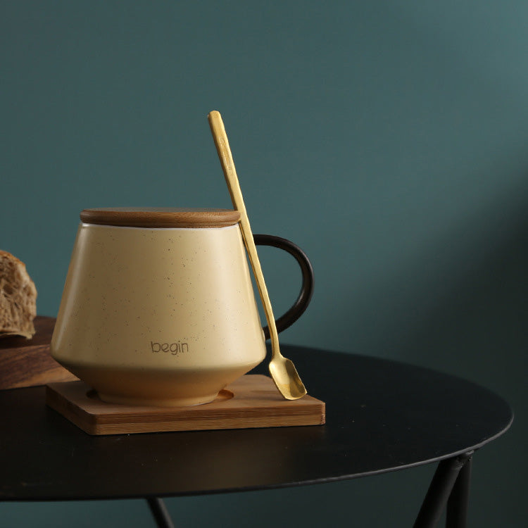 Simple Mug Ceramic Mug With Lid And Spoon