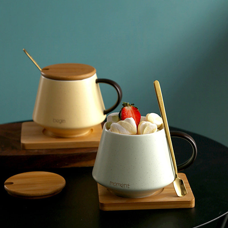 Simple Mug Ceramic Mug With Lid And Spoon
