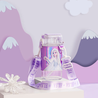 Kawaii Water Bottle Cute Kids Water Bottle With Straw Portable Adjustable Shoulder Strap Water Bottle