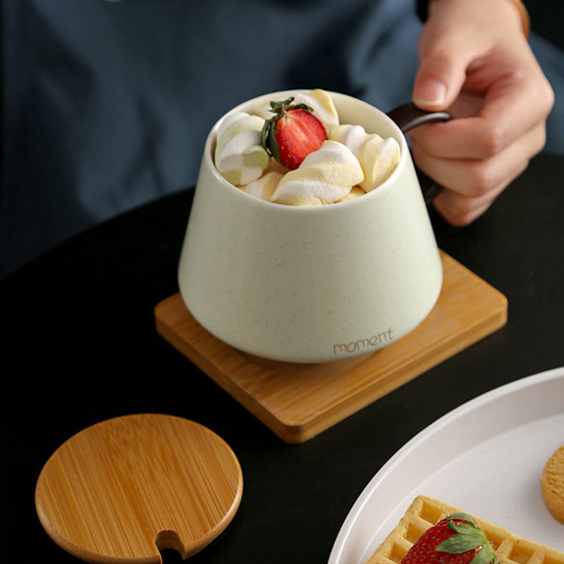 Simple Mug Ceramic Mug With Lid And Spoon