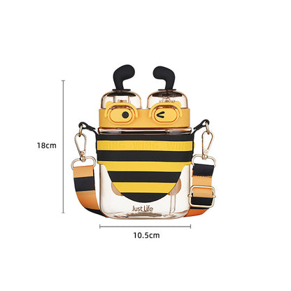 Cute Cartoon Bee Double Drinking Mouth Large Capacity Water Bottle