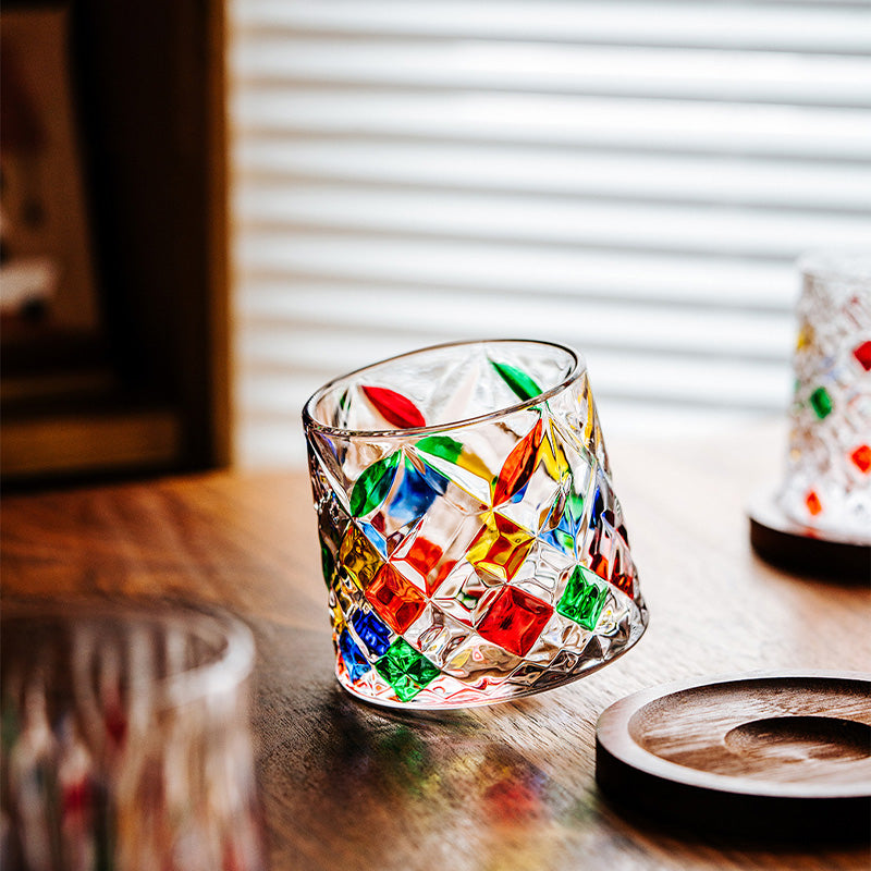 Spinning Old Fashioned Whiskey Glasses