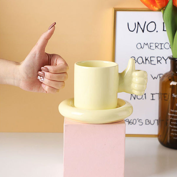 You Doing Great Mug, Thumbs Up Coffee Mug & Saucer