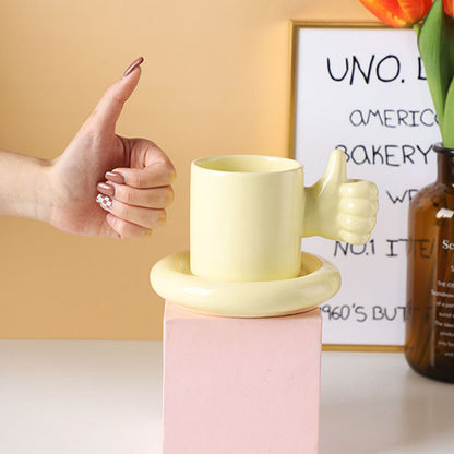 You Doing Great Mug, Thumbs Up Coffee Mug & Saucer