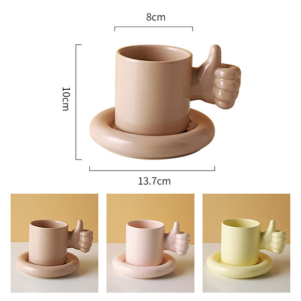 You Doing Great Mug, Thumbs Up Coffee Mug & Saucer