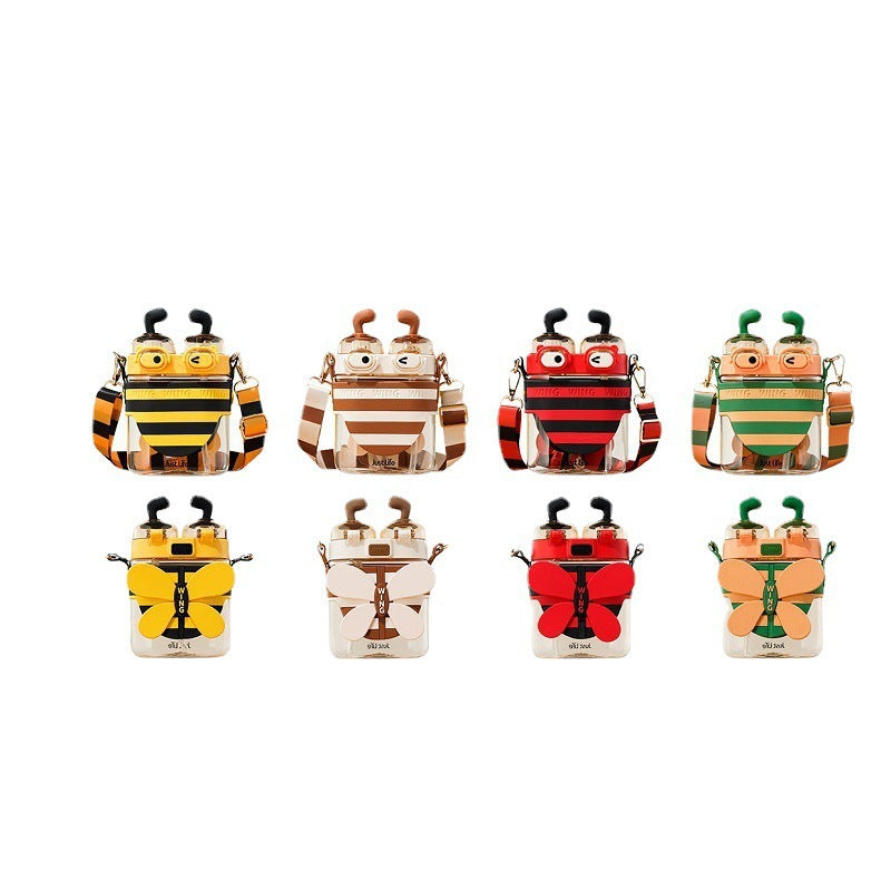 Cute Cartoon Bee Double Drinking Mouth Large Capacity Water Bottle