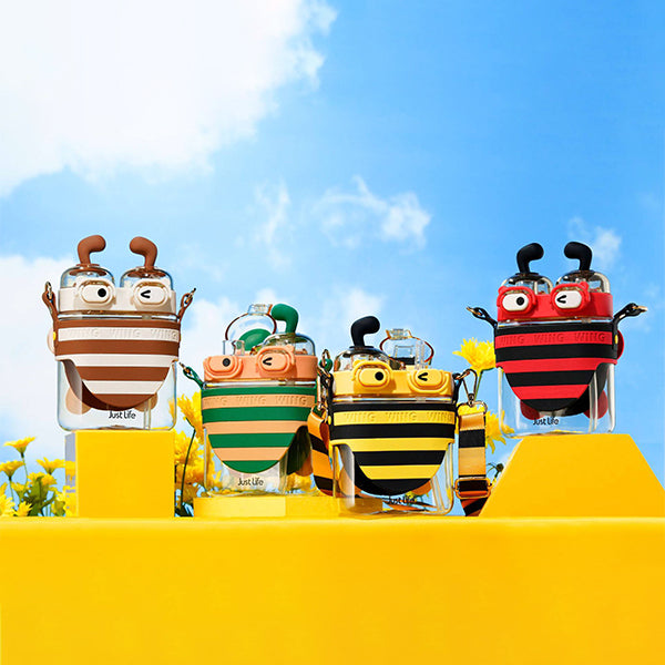 Cute Cartoon Bee Double Drinking Mouth Large Capacity Water Bottle