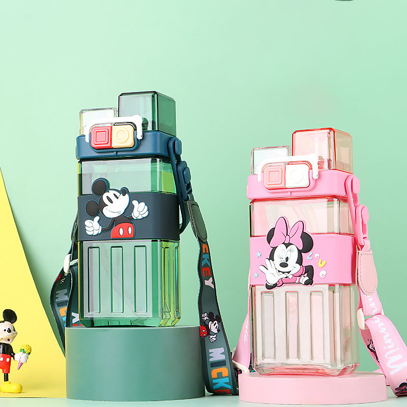 Children'S Square With Straw Cute Water Bottle Portable Outdoor Travel Water Bottle