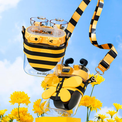 Cute Cartoon Bee Double Drinking Mouth Large Capacity Water Bottle