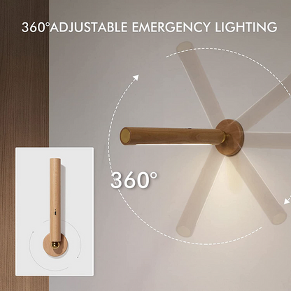 360° Rotatable Wooden LED Wall Lamp - Magnetic Detachable & Stepless Dimming Rechargeable Wall Light