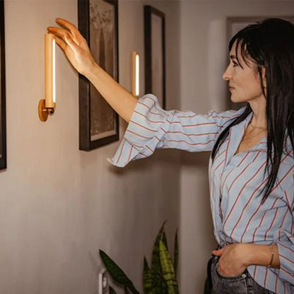 360° Rotatable Wooden LED Wall Lamp - Magnetic Detachable & Stepless Dimming Rechargeable Wall Light