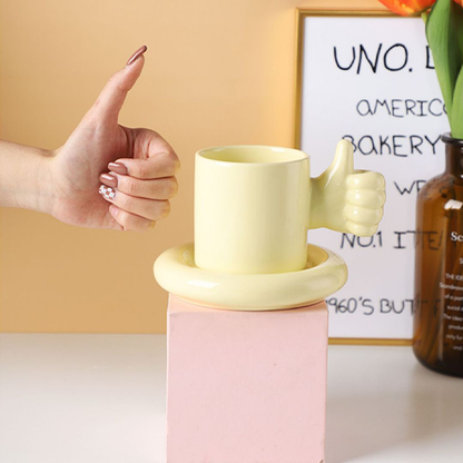 You Doing Great Mug, Thumbs Up Coffee Mug & Saucer