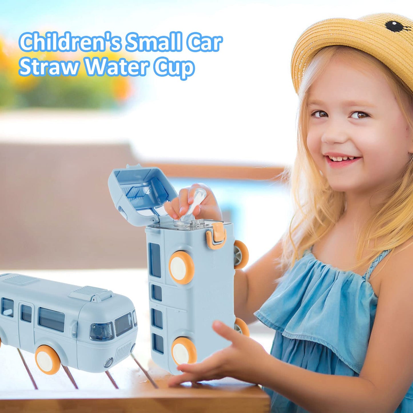 Car Straw Water Cup Detachable Bus Water Bottle