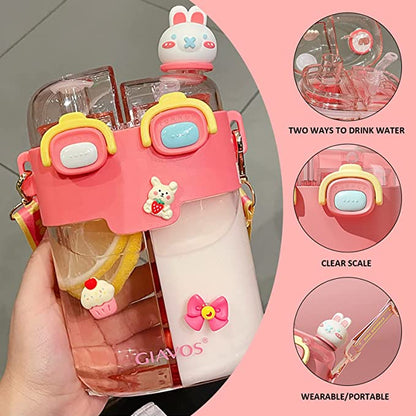 Large-capacity double drinking cup straw water cup cute kettle