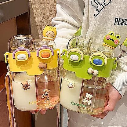 Large-capacity double drinking cup straw water cup cute kettle