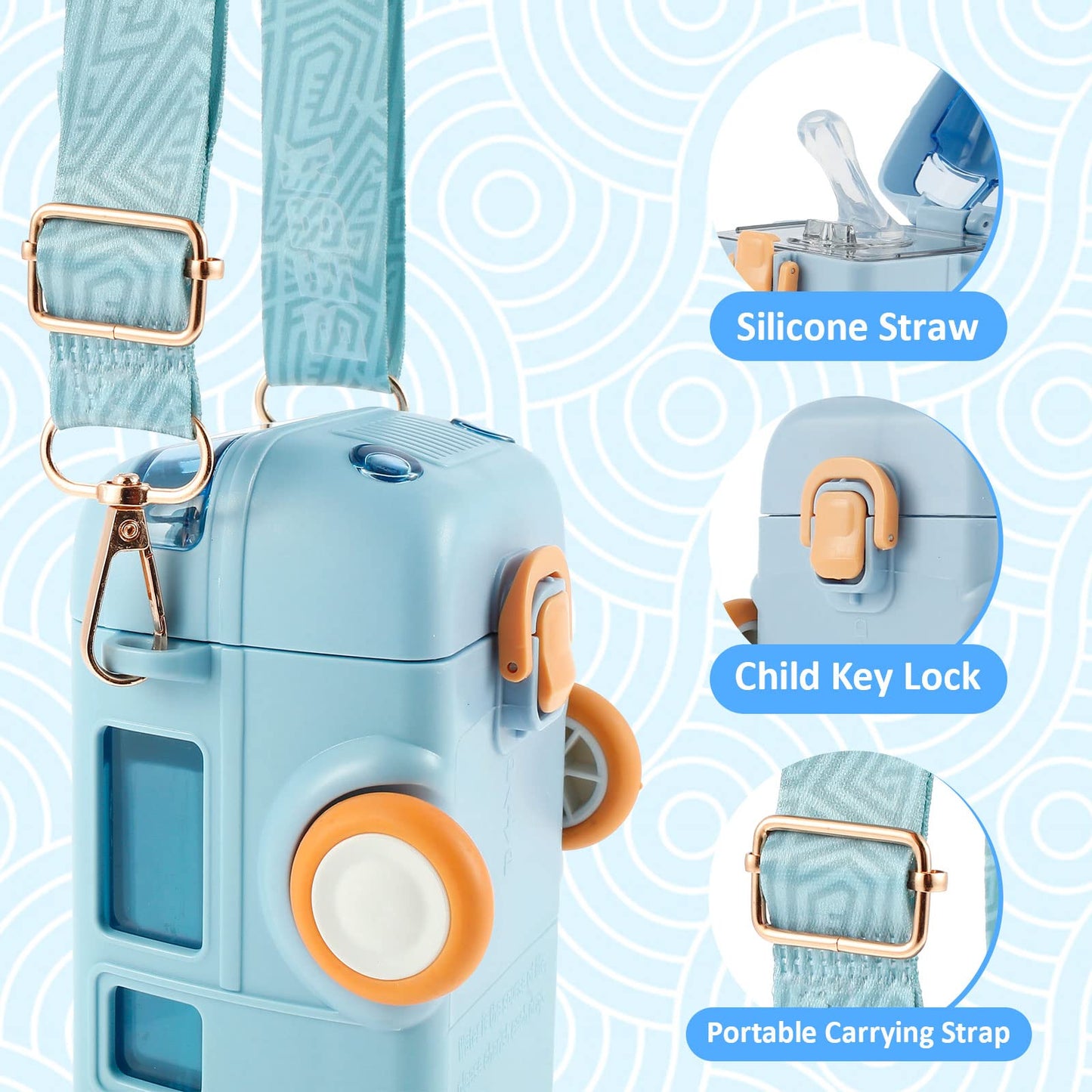 Car Straw Water Cup Detachable Bus Water Bottle