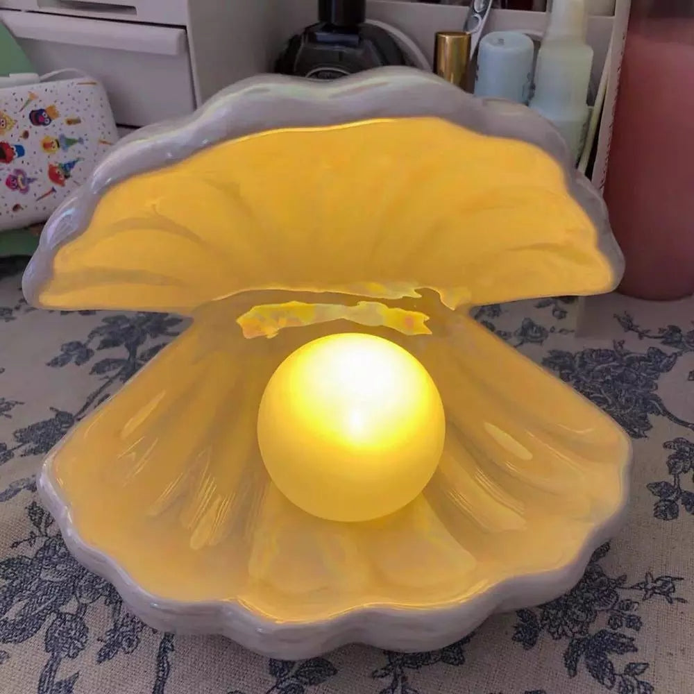 Ceramic Shell Pearl Lamp Night Light