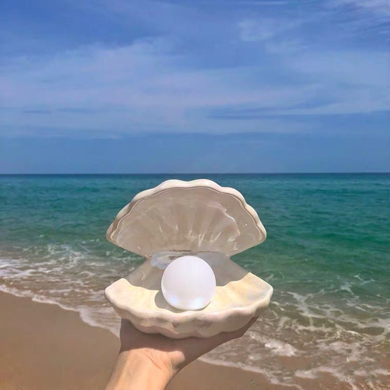 Ceramic Shell Pearl Lamp Night Light