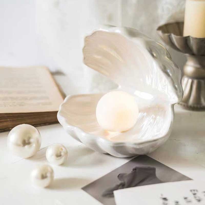 Ceramic Shell Pearl Lamp Night Light