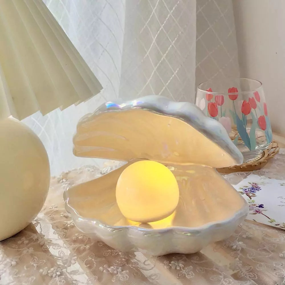 Ceramic Shell Pearl Lamp Night Light