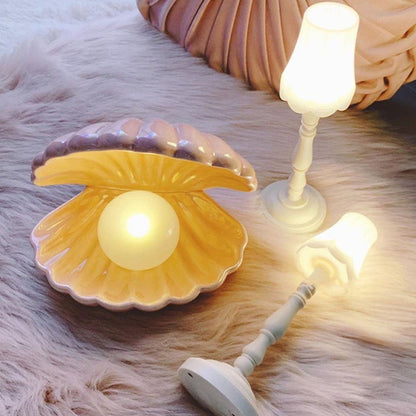 Ceramic Shell Pearl Lamp Night Light