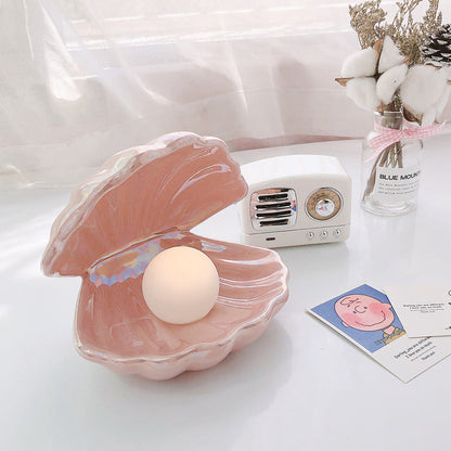 Ceramic Shell Pearl Lamp Night Light
