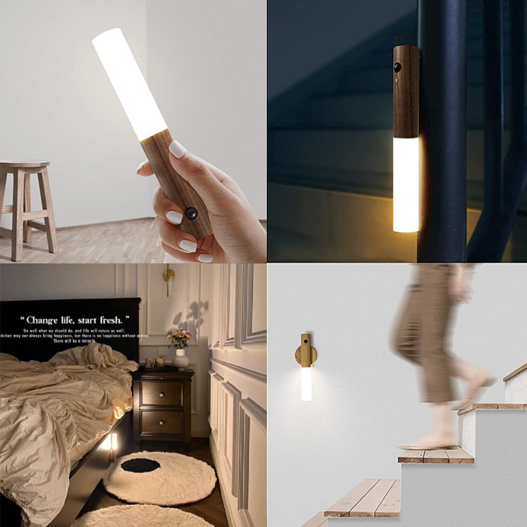 Motion Sensor Night Light - Hand-held Portable & Magnetic Smart LED Light ｜Wood Stick with Large Battery