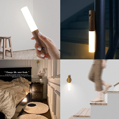 Motion Sensor Night Light - Hand-held Portable & Magnetic Smart LED Light ｜Wood Stick with Large Battery
