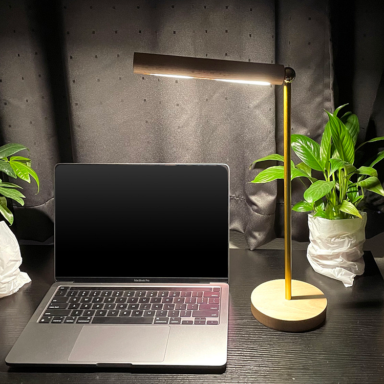 Multi-purpose Wooden Desk Lamp - 360° Rotatable & Magnetic Detachable Touch Dimming USB Night Light