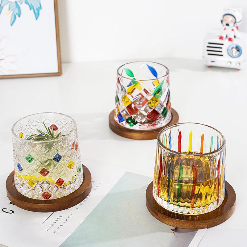 Spinning Old Fashioned Whiskey Glasses